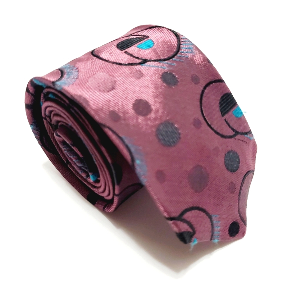 Stringbeans Plus Necktie Purple Geometric Pattern Shiny Silk Blend Neck Tie